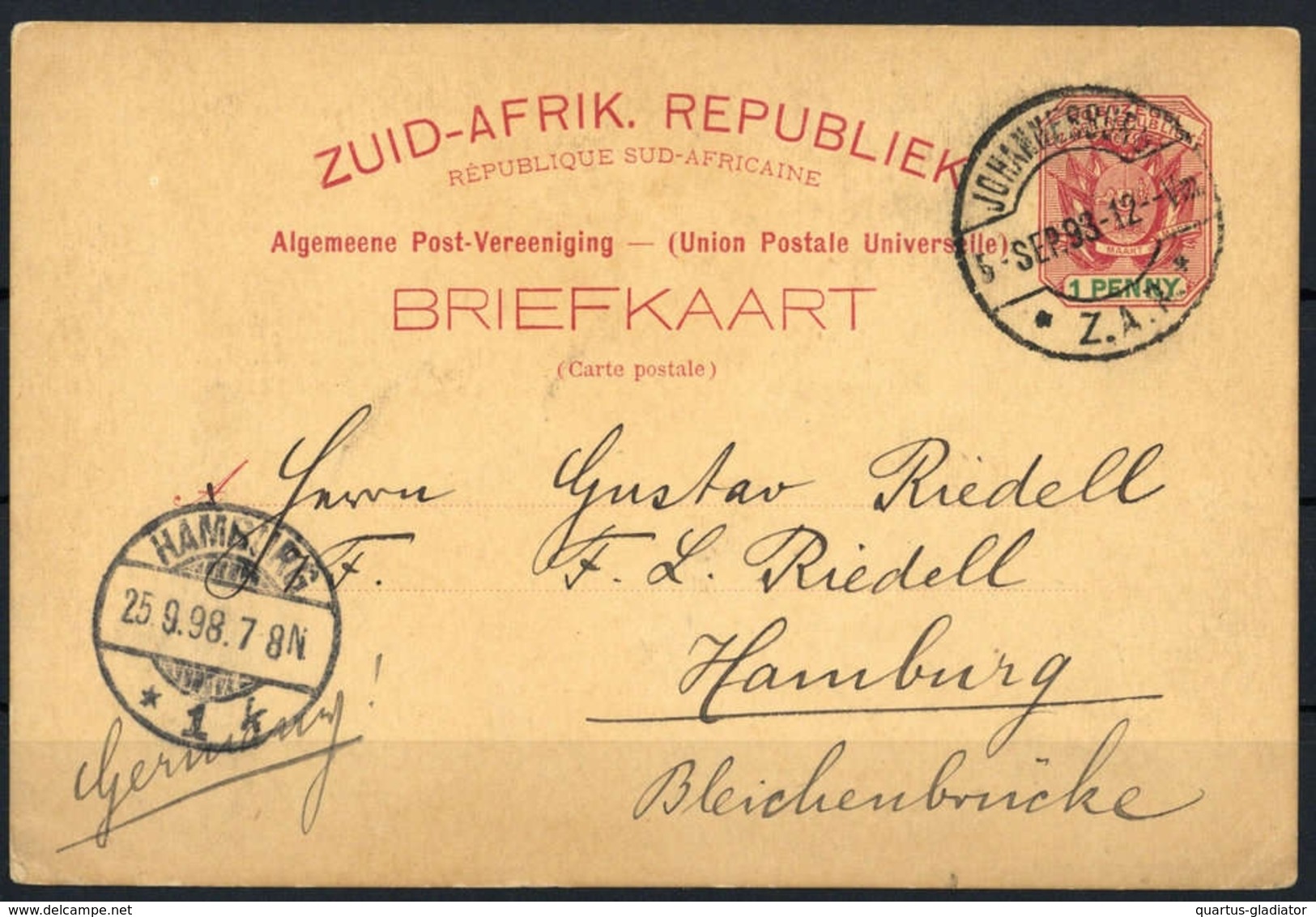 1896, Transvaal, P 4, Brief - Sonstige - Afrika