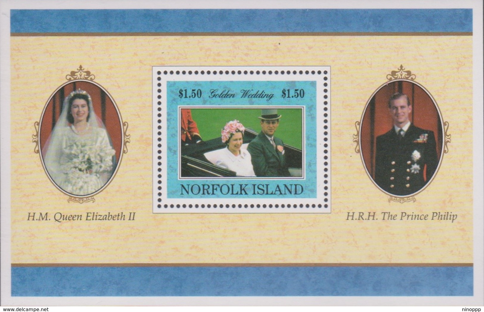 Norfolk Island ASC 636 MS 1997 Gold Wedding, Miniature Sheet, Mint Never Hinged - Norfolk Island