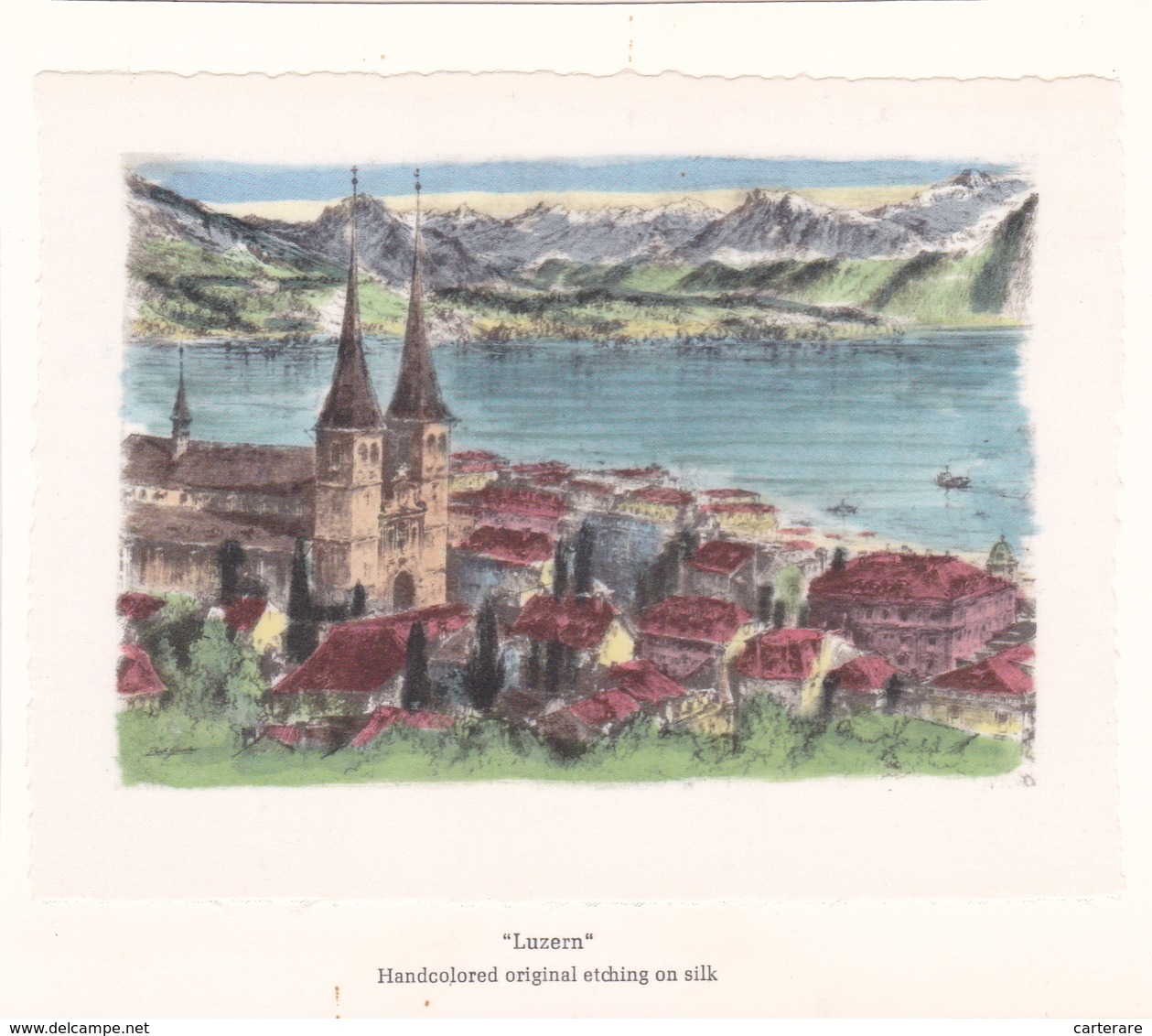 SUISSE,SWITZERLAND,SVIZZERA,HELVETIA,SWISS,SCHWEIZ ,LUCERNE,LUZERN,CARTE AVEC AJOUTIE,PEINTURE SUR SOIE,RARE - Lucerne