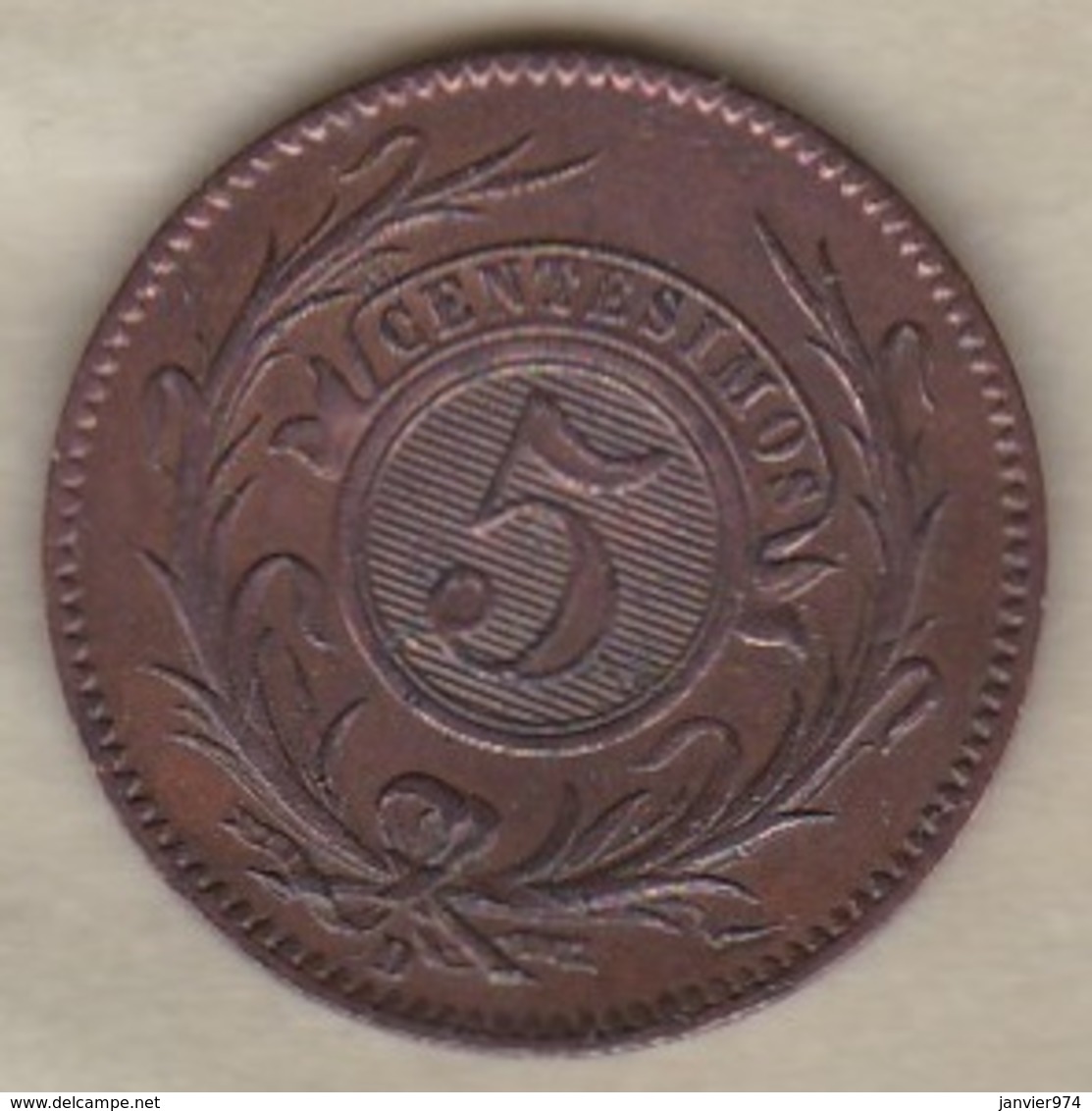 REPUBLICA ORIENTAL DEL URUGUAY. 5 CENTESIMOS 1857 D . KM# 8 - Uruguay