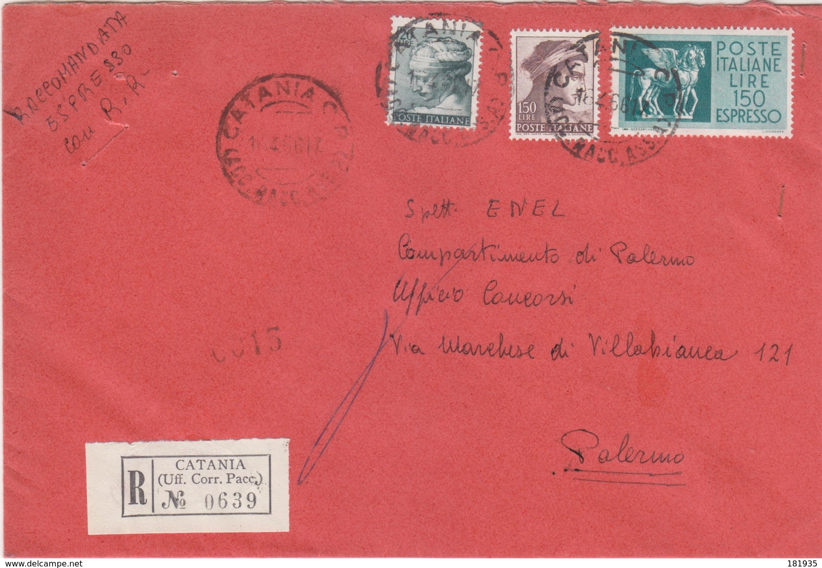 Cover Lettera   Racc.Espresso Affr. Michelangiolesca-Viaggiata Italy Italia - 1961-70: Storia Postale