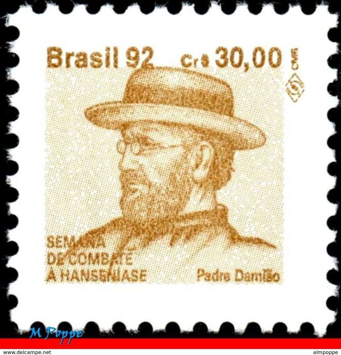 Ref. BR-RA28 BRAZIL 1992 HEALTH, HANSEN DISEASE, LEPROSY,, HANSENIASIS,FR.JOSEPH DAMIEN,MI# Z29,MNH 1V Sc# RA28 - Unused Stamps