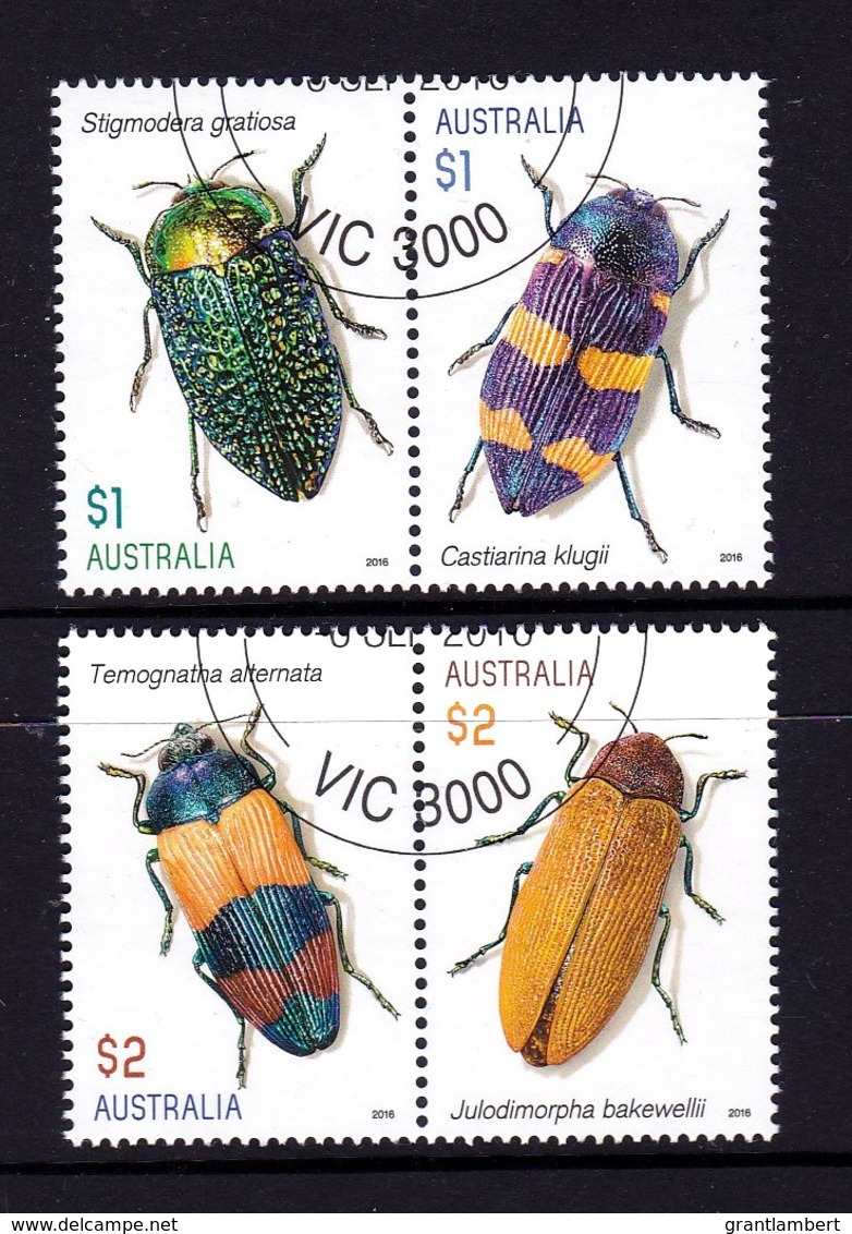 Australia 2016 Jewel Beetles Set Of 4 CTO - Oblitérés