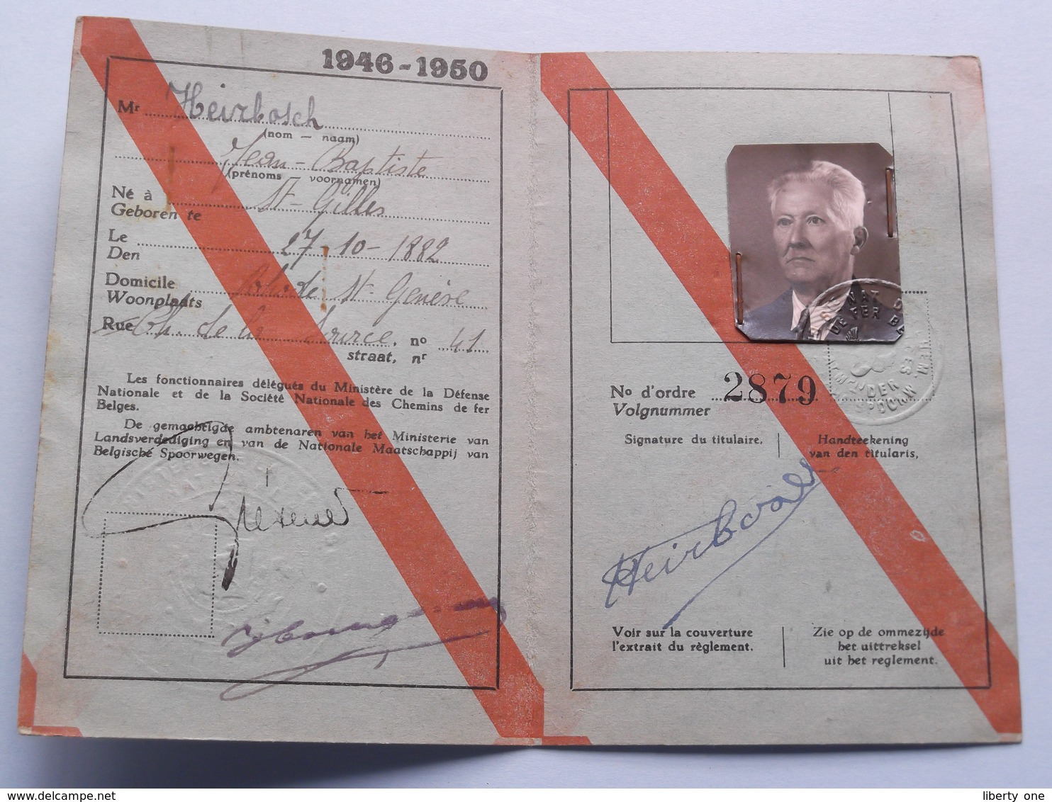 Kaart / Carnet D'Identité Voor OUDSTRIJDER / D'Ancien COMBATTANT 1914-1918 ( Reduction 50 % ) HEIRBOSCH St. Gilles 1882 - Documents