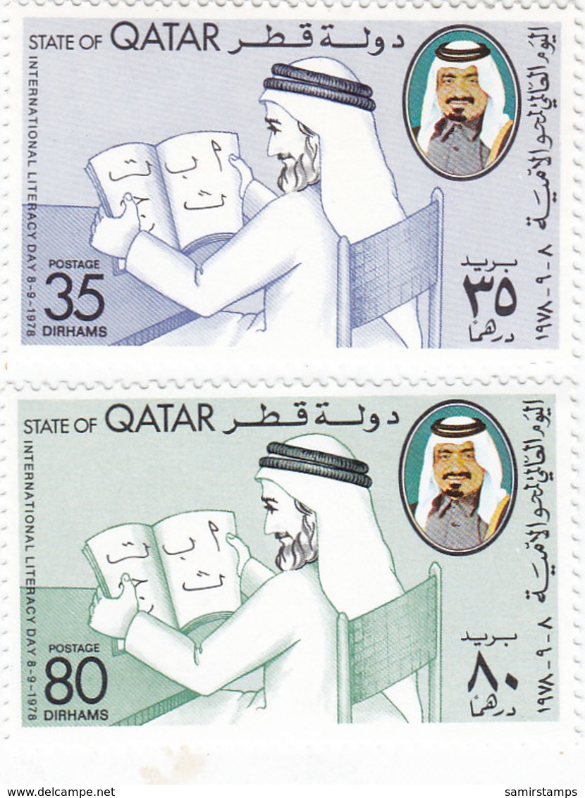 Qatar 1976 Litrecy Day 2v.complete Set MH- Reduced Price- SKRILL PAYMENT   ONLY - Qatar