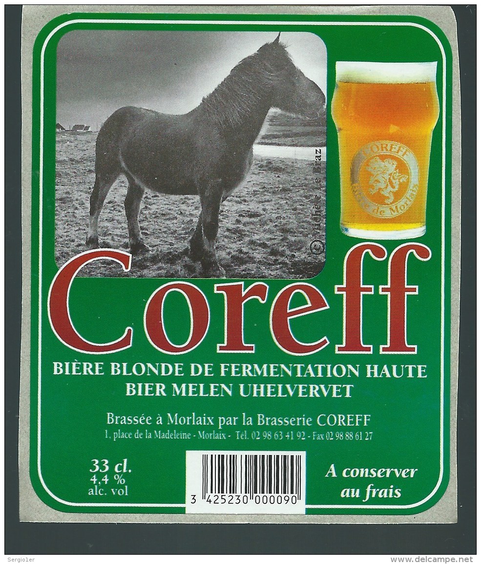 Etiquette Biere  Blonde Coreff  Morlaix  "cheval" - Bière