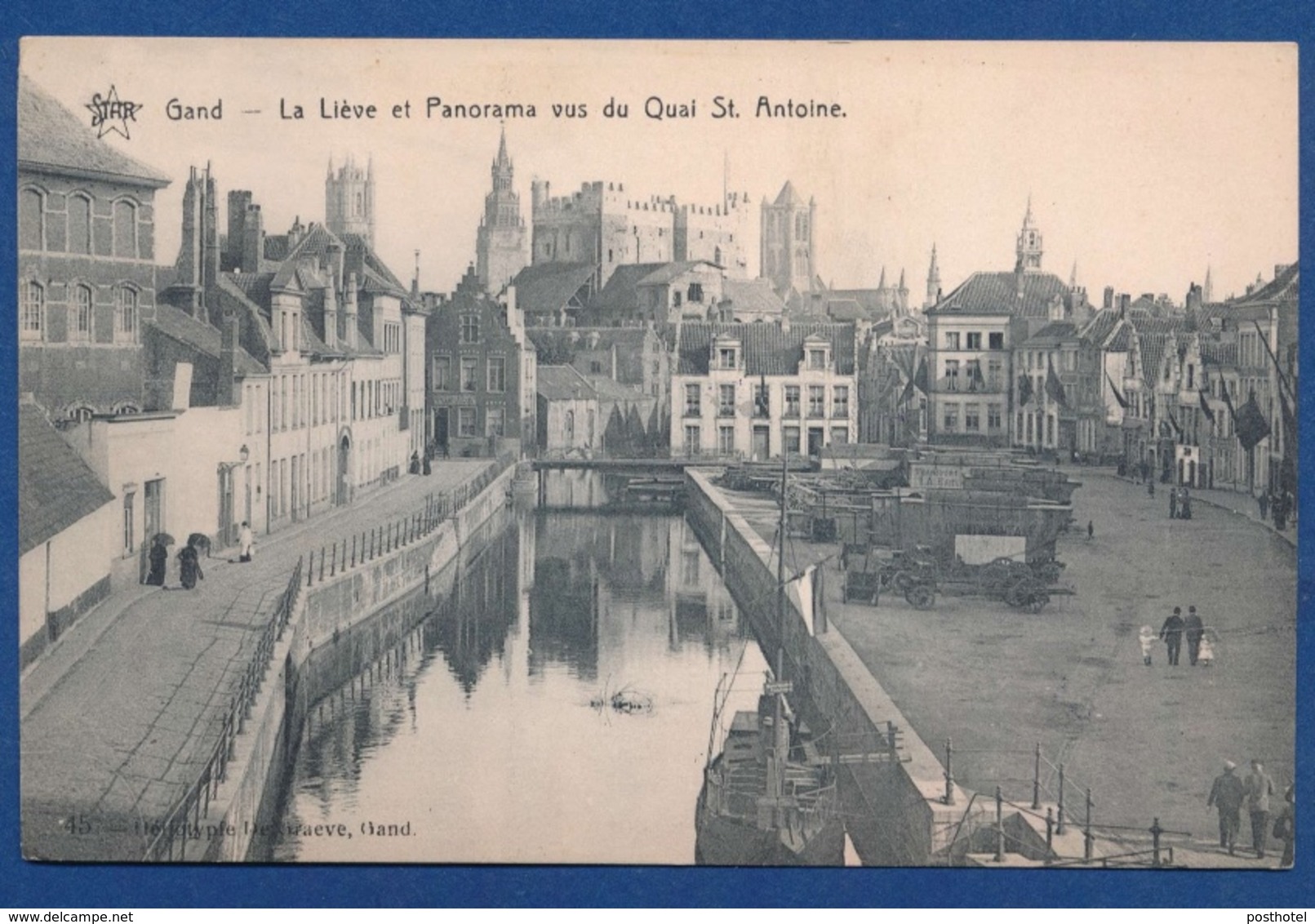 Gand - La Lieve Et Panorama Vus De Quai St-Antoine - Gent