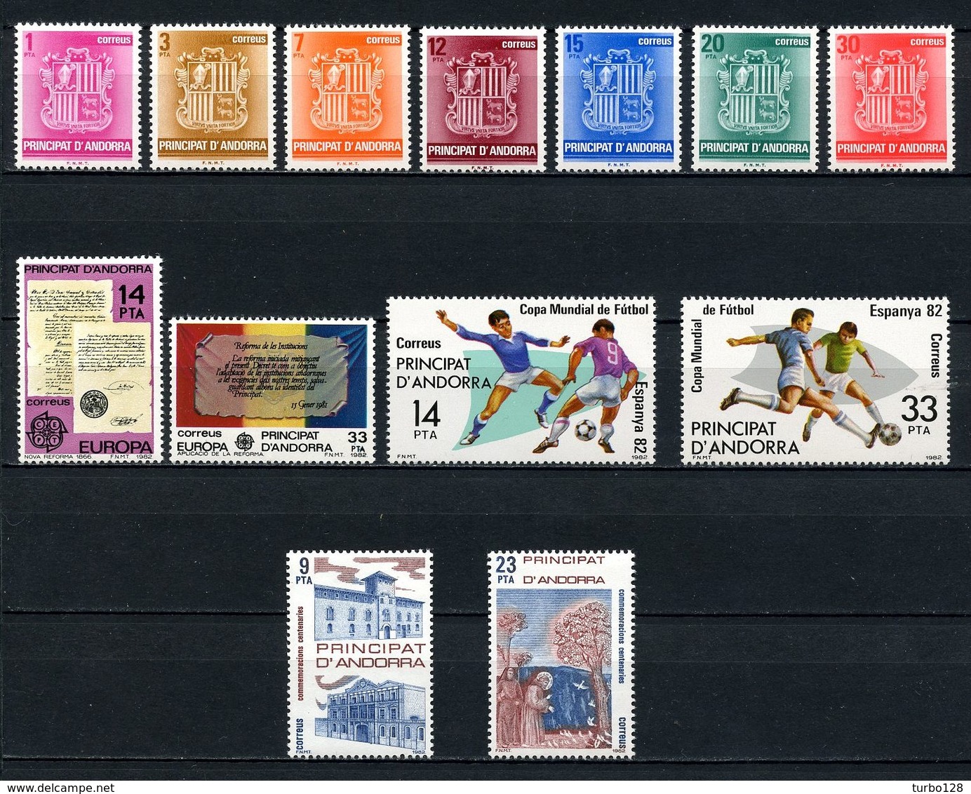 ANDORRE ESP 1982 N° 139/151 ** Neufs MNH Superbes 7,80 € Armoiries Des Vallées Coupe Monde Football Europa Assise - Neufs