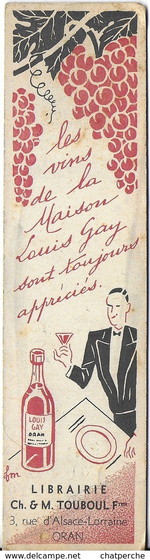 MARQUE-PAGE SIGNET BOOKMARK ALCOOL VIN LOUIS GAY ORAN ALGÉRIE LIBRAIRIE TOUBOUL - Marque-Pages