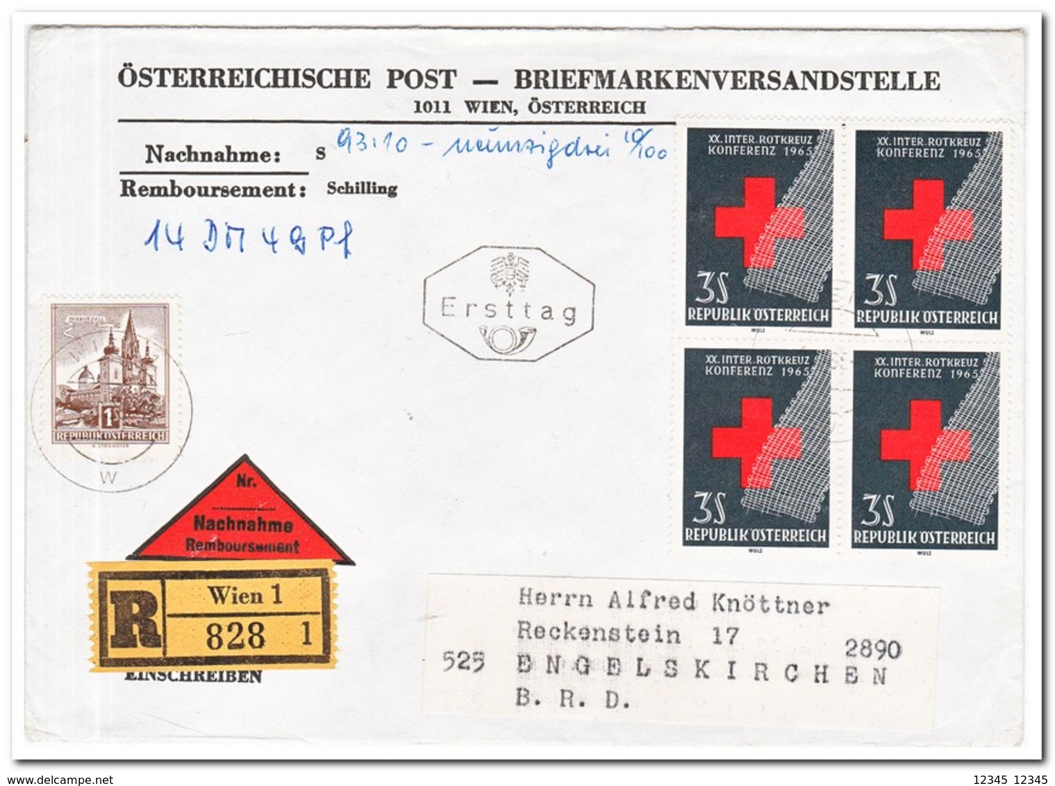 Oostenrijk  1965?, Registered Enveloppe With Remboursement - Brieven En Documenten