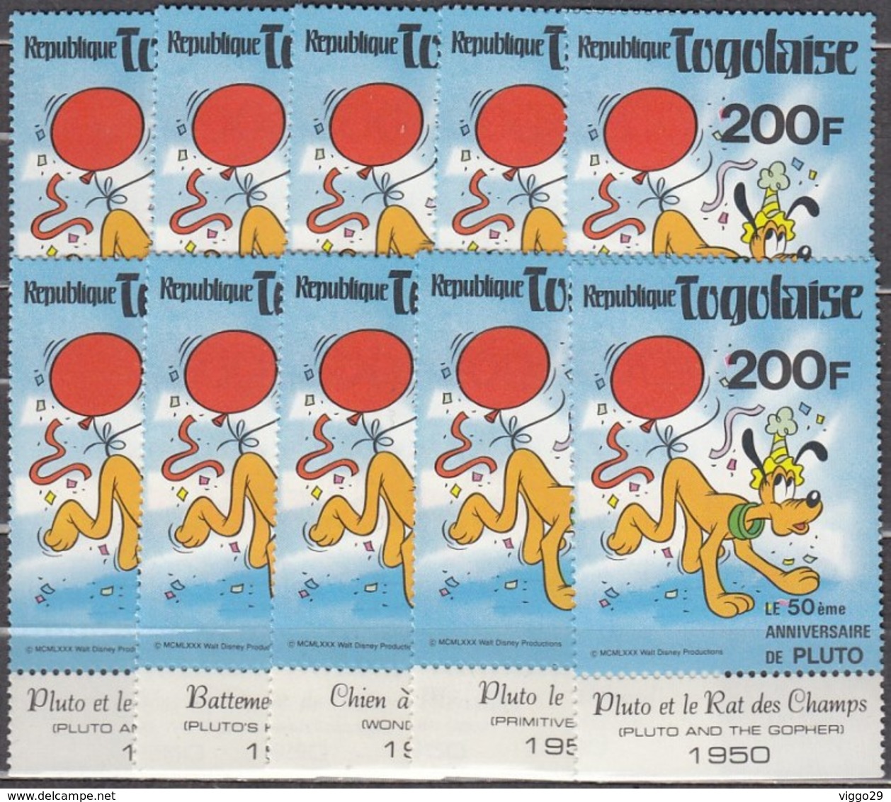 10x Togo 1980, 50 Years Pluto (MNH, **) - Collections (sans Albums)