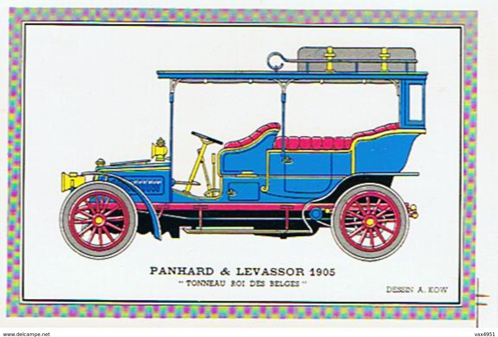 VOITURE  PANHARD &  LEVASSOR  1905    TONNEAU ROI DES BELGES    DESSIN A KOW  ****      A   SAISIR ***** - Autres & Non Classés