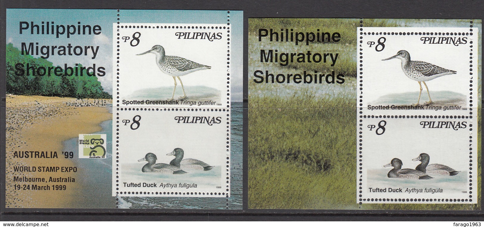 1999 Philippines Migratory Shore Birds Ducks Complete Set Of 2  Souvenir Sheets MNH - Other & Unclassified