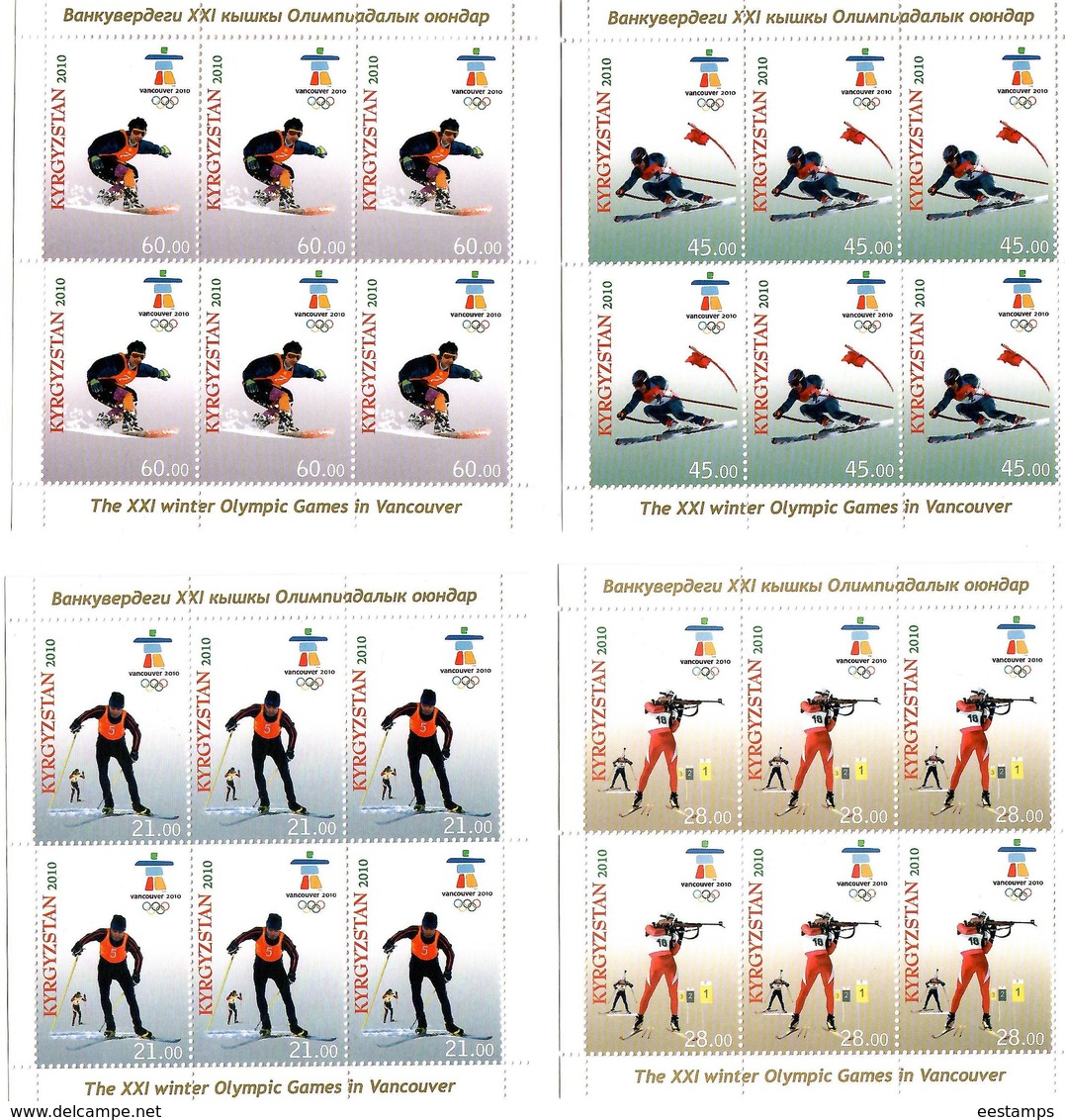 Kyrgyzstan.2010  WOG Vancouver 2010. 4 Sheetlets, Each Of 6.  Michel # 609-12  KB - Kirgisistan