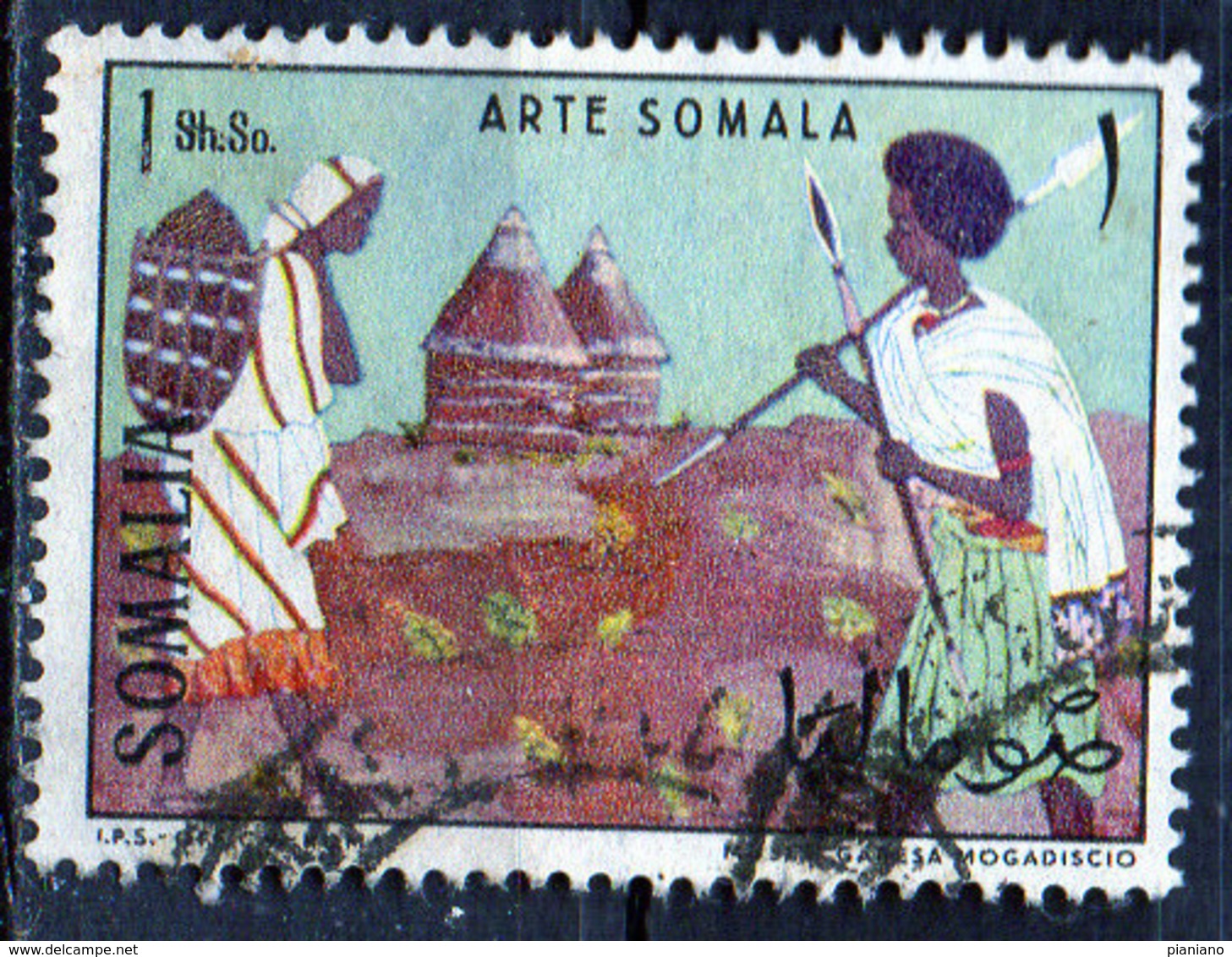 PIA - SOMALIA - 1966: Arte Somala - Guerriero E Donna  - (Yv  56) - Somalia (1960-...)