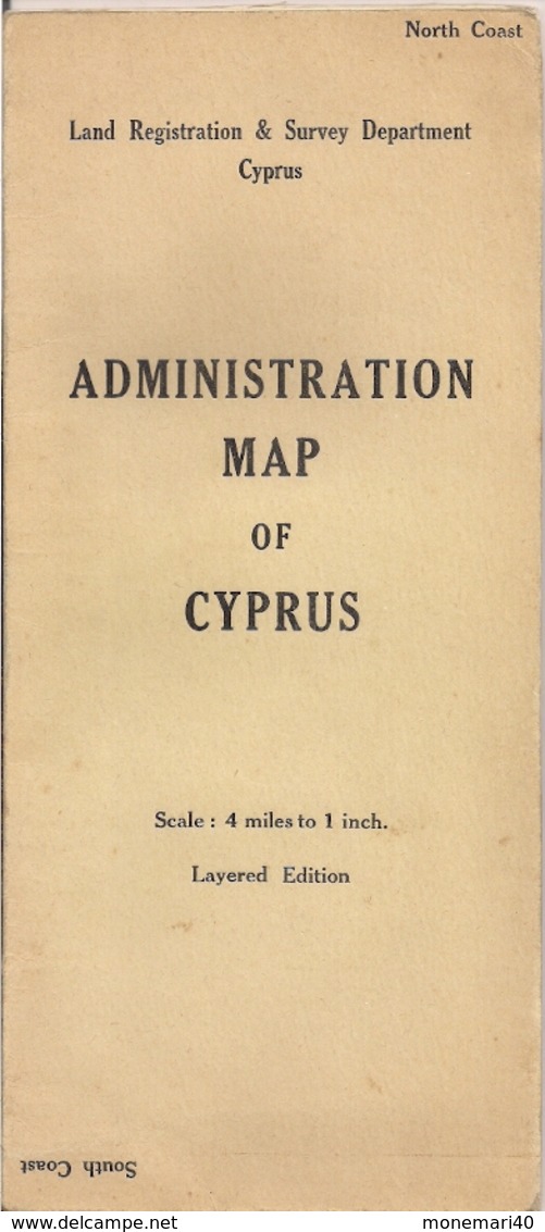 CHYPRE - CARTE GÉOGRAPHIQUE - ADMINISTRATION MAP OF CYPRUS - 1952. - Landkarten