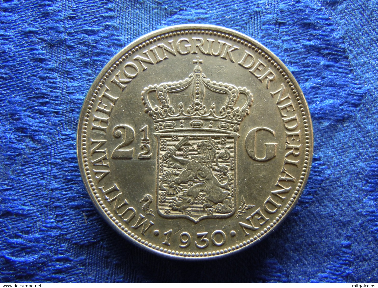 NETHERLANDS 2,5 GULDEN 1930, KM165 Scratched Below 2 - 2 1/2 Gulden