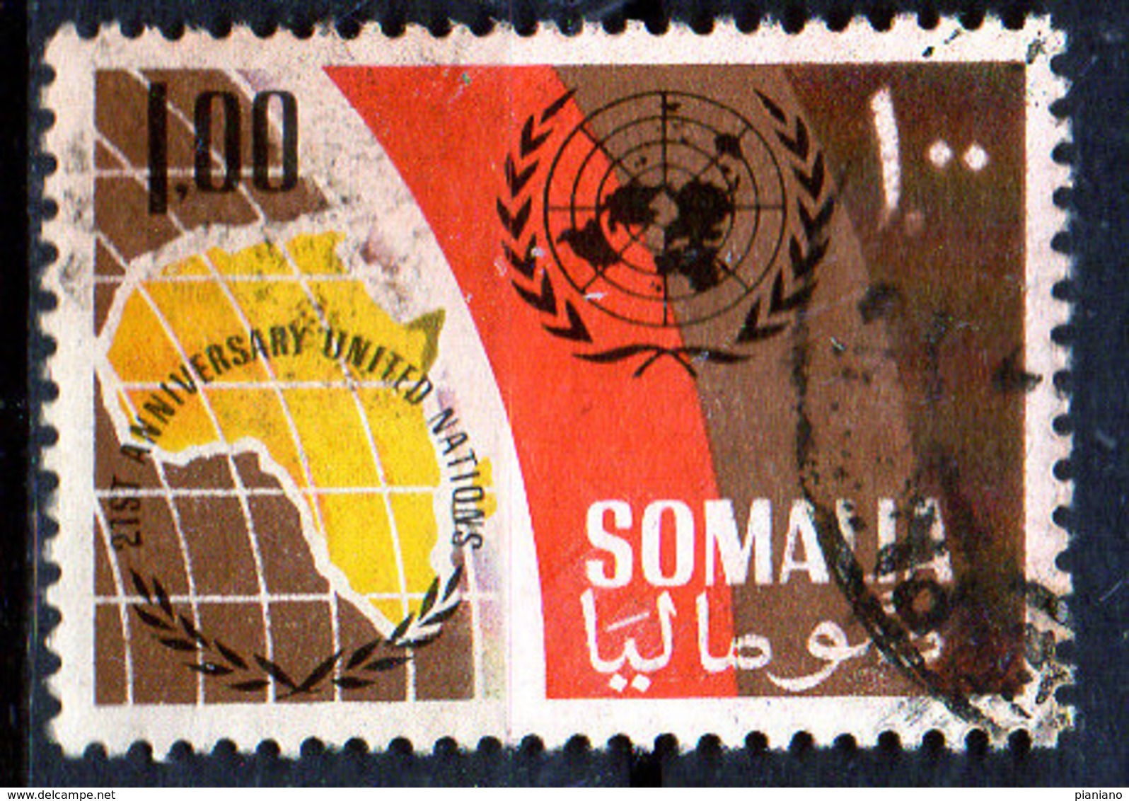 PIA - SOMALIA - 1966: 21° Anniversario Dell' ONU - Emblema E Carta Dell' Africa  - (Yv  53) - Somalia (1960-...)