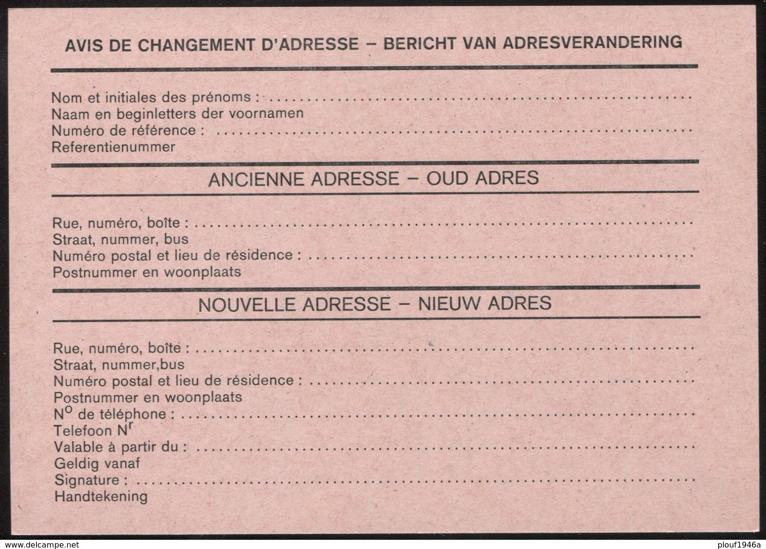 10 F "Oiseaux"  "Vanneau Huppé" - Avis Changement Adresse