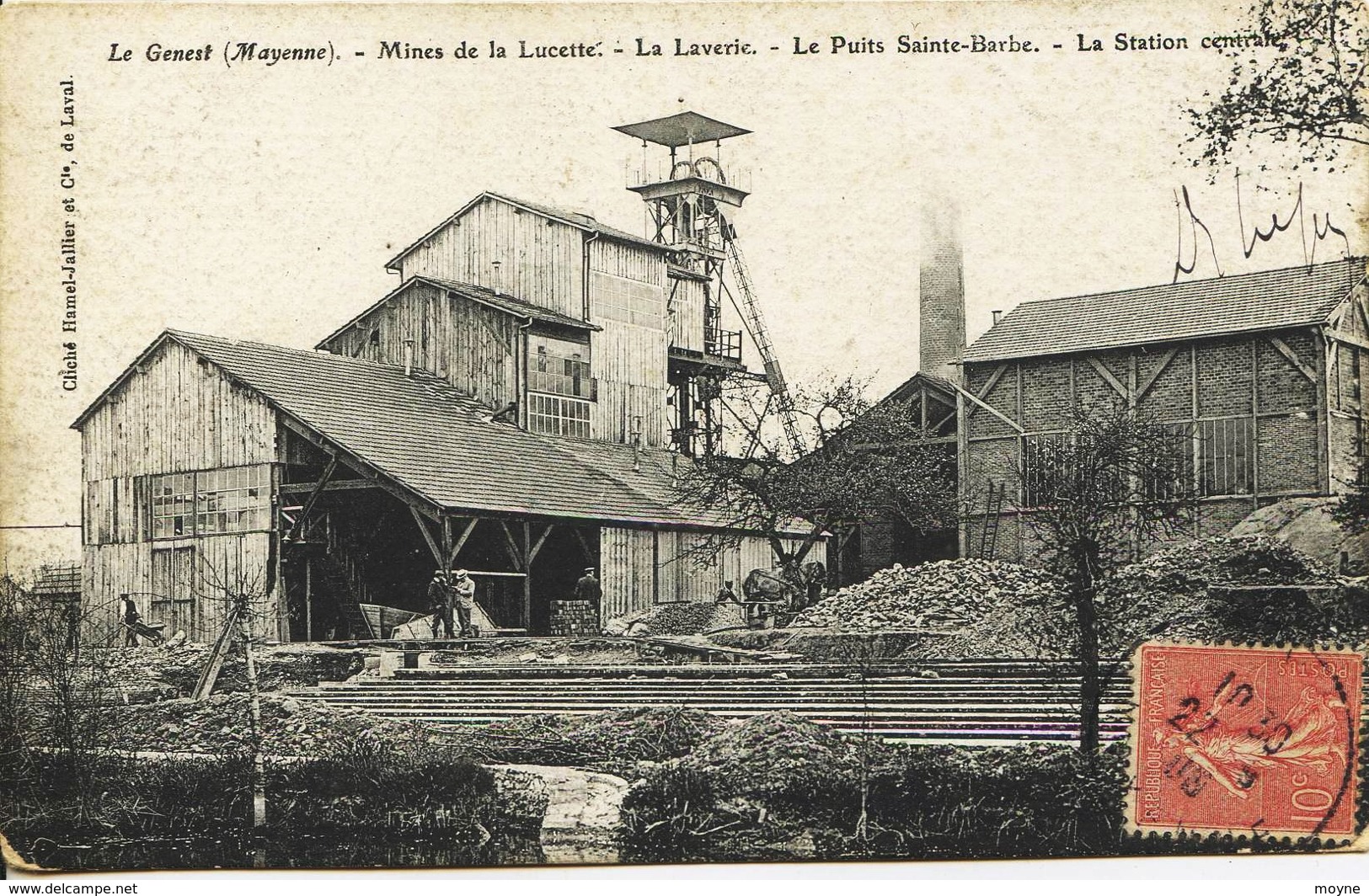 12290 - Mayenne - LE GENEST :  Mines De La Lucette - Laverie - Puit Ste Barbe - Station Centrale  Circulée En 1908 - Otros & Sin Clasificación