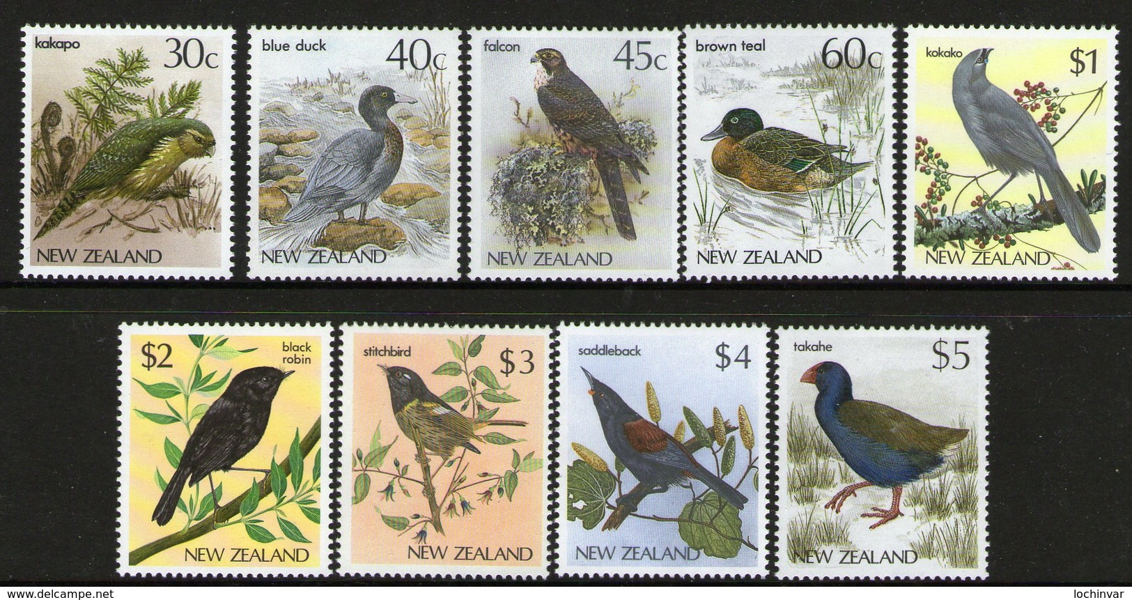 NEW ZEALAND, 1983 BIRD DEFINS TO $5,  9 MNH - Nuevos