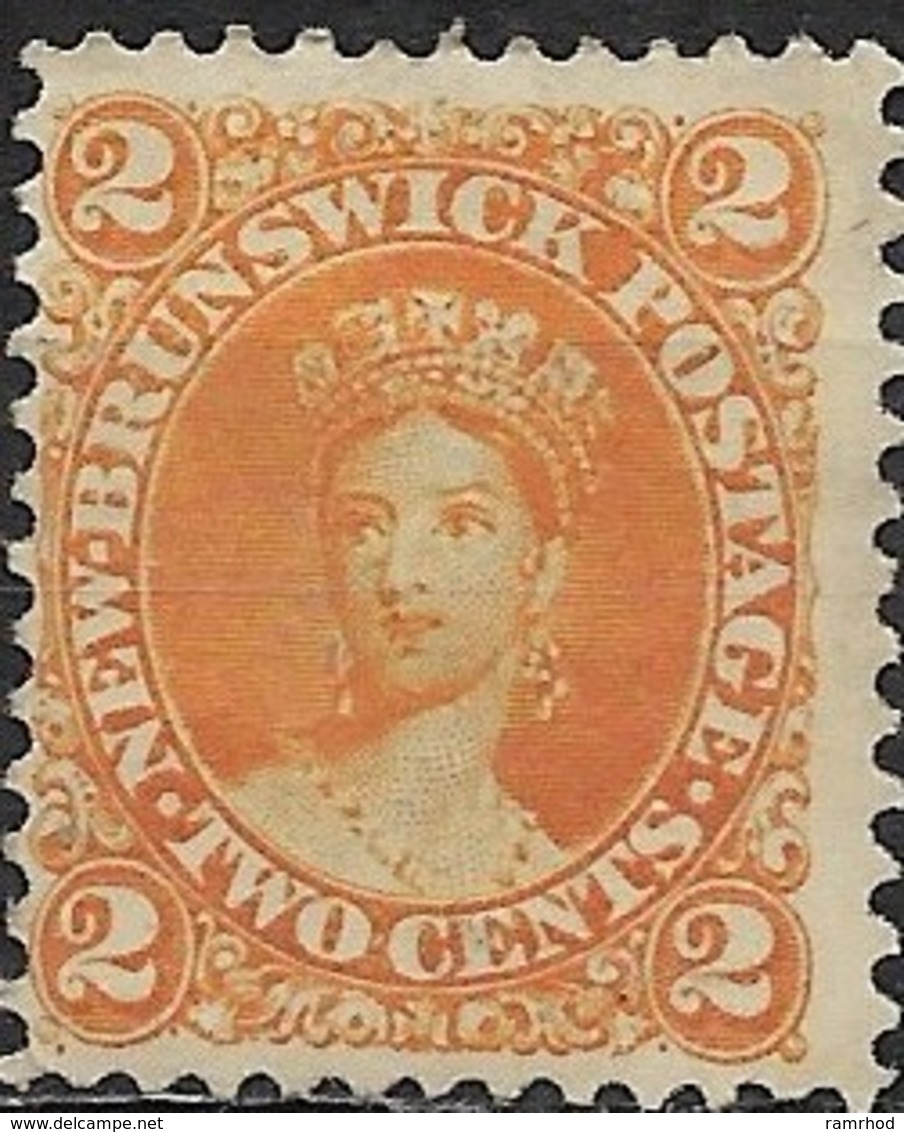 NEW BRUNSWICK 1860 Queen Victoria - 2c - Orange MH - Unused Stamps