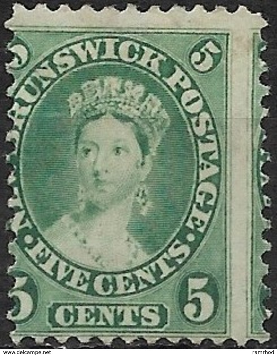 NEW BRUNSWICK 1860 Queen Victoria - 5c - Green MH - Unused Stamps