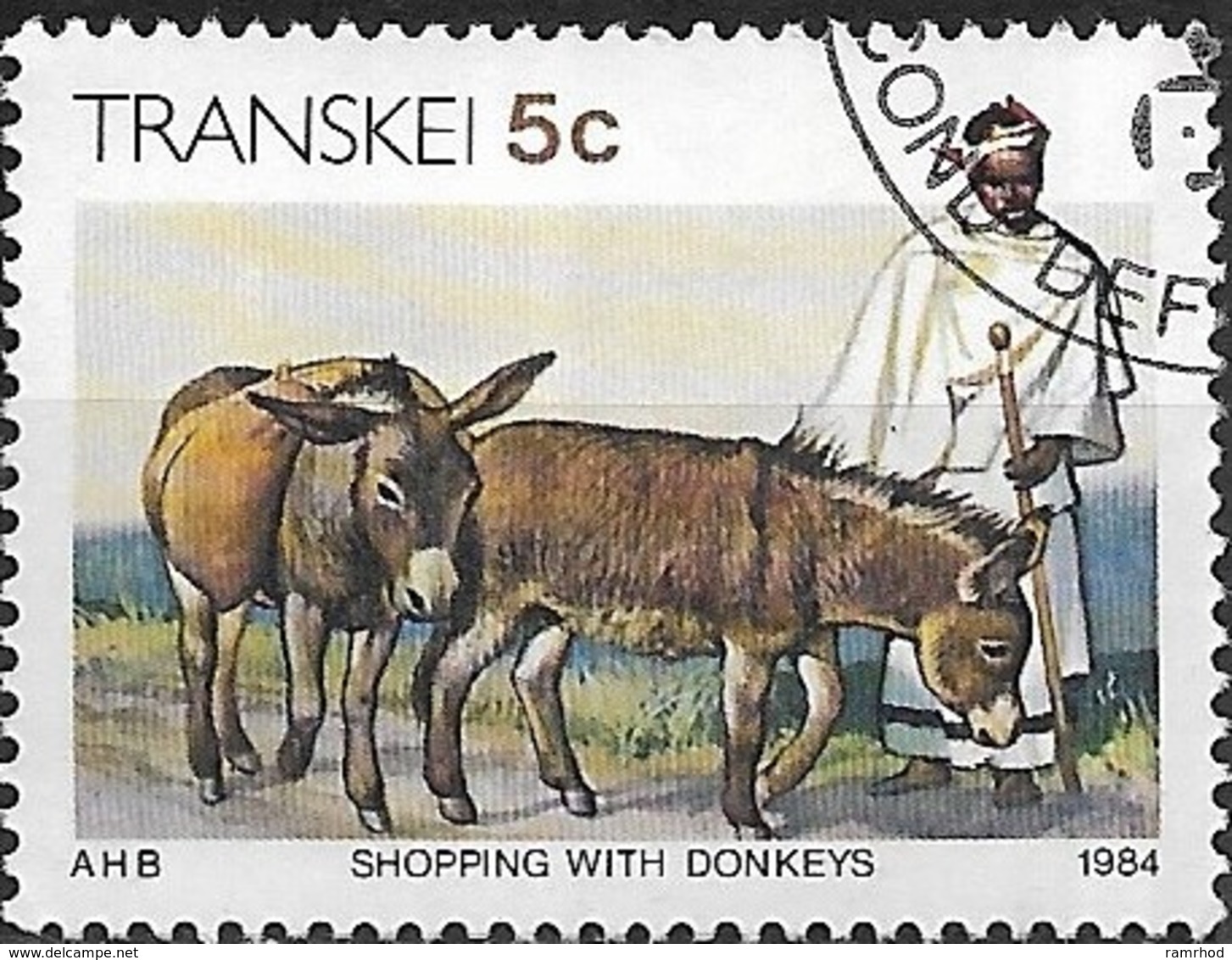 TRANSKEI 1984 Xhosa Culture - 5c - Shopping With Donkeys FU - Transkei