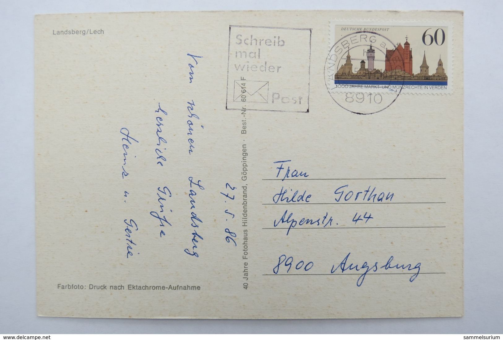 (11/1/88) Postkarte/AK "Landsberg" Teilansicht Hauptplatz - Landsberg