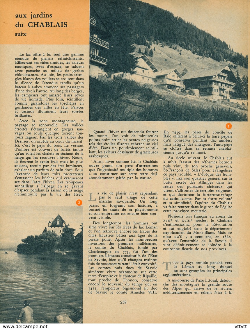 1960 : Document, LE CHABLAIS, Thonon, Châtel, Yvoire, Mirador Des Allinges, Morzine, Abondance, Bateaux à Aubes... - Non Classés