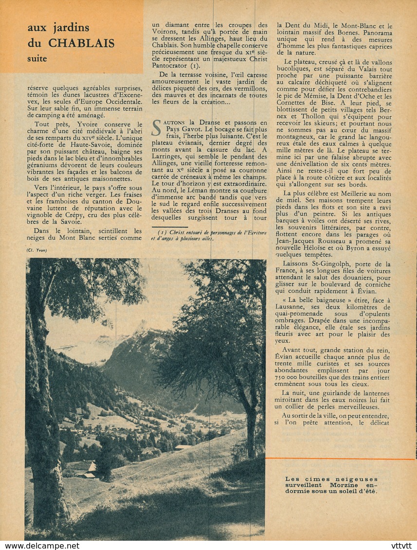 1960 : Document, LE CHABLAIS, Thonon, Châtel, Yvoire, Mirador Des Allinges, Morzine, Abondance, Bateaux à Aubes... - Non Classés