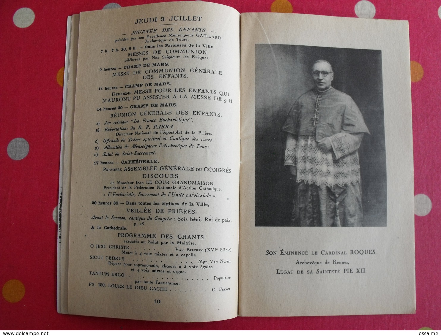 XIII congrès eucharistique national. programme et chants. Nantes 1947