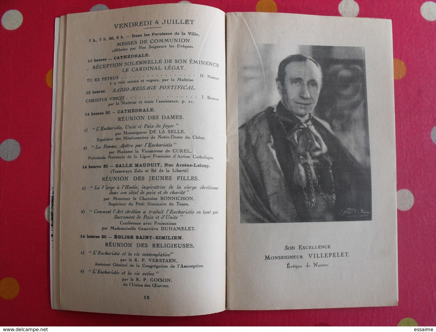 XIII congrès eucharistique national. programme et chants. Nantes 1947