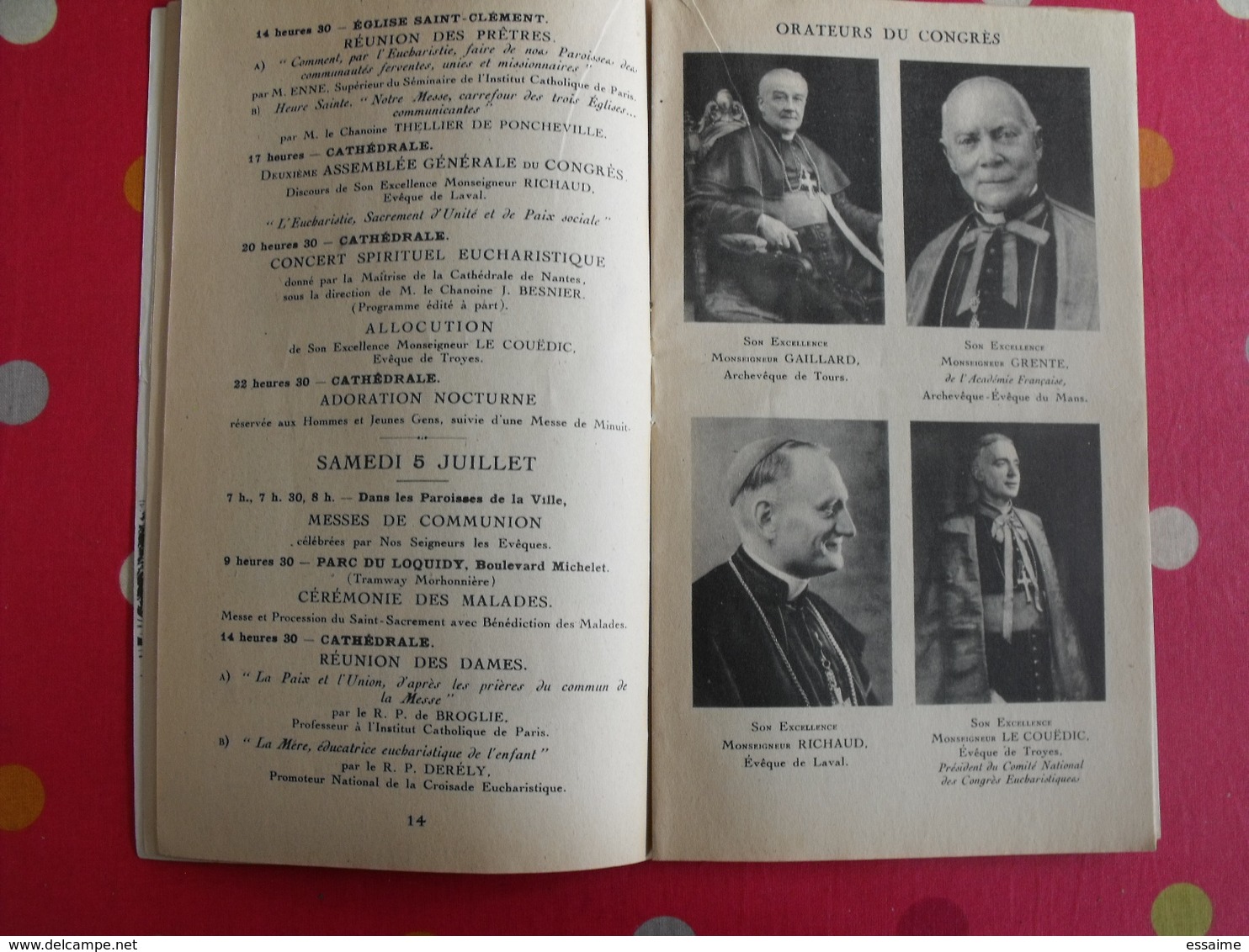 XIII congrès eucharistique national. programme et chants. Nantes 1947