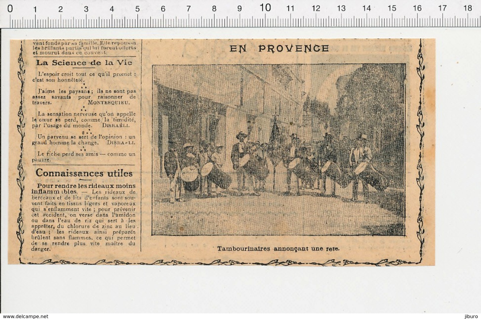 Presse 1920 Tambourinaires Annoncant Une Fête En Provence Tambourin Musique Feu Incendie Rideaux Lit Bébé Enfant 216E5 - Unclassified