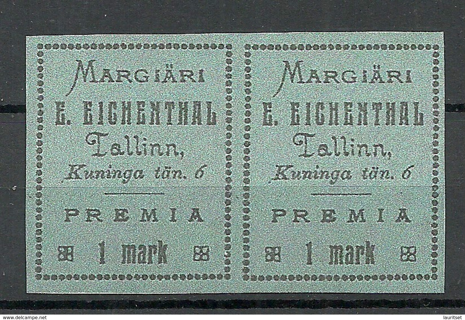 ESTLAND ESTONIA Margiäri Eichenthal In Pair. Cartong Paper Advertising Vignette MNH - Estonie