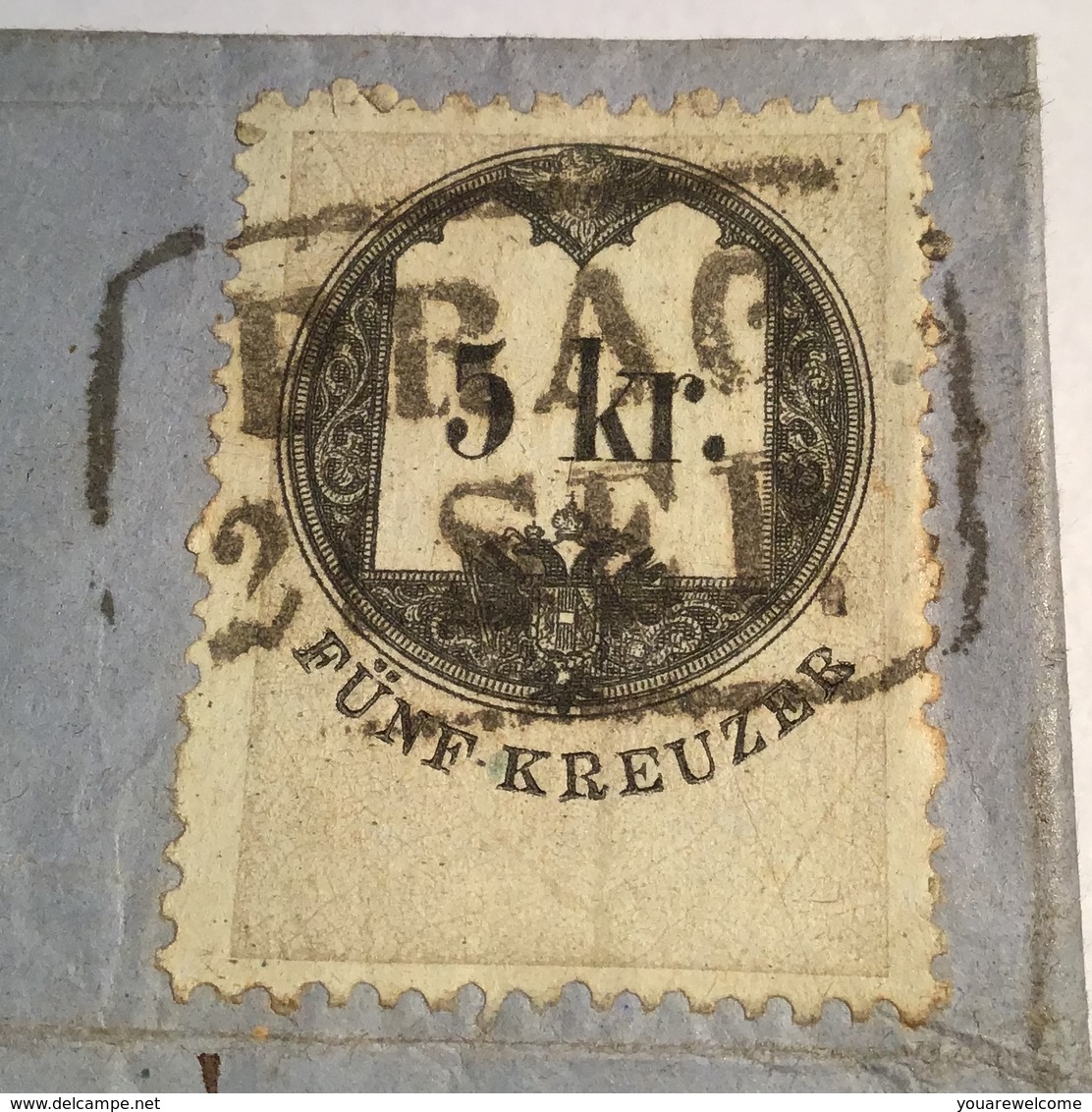 Österreich Stempelmarke 5Kr PRAG 1867  (Böhmen Mähren Tschechien) PBB  (Coffee Brief Cover Fiscal Fiskal Czechoslovakia - Briefe U. Dokumente