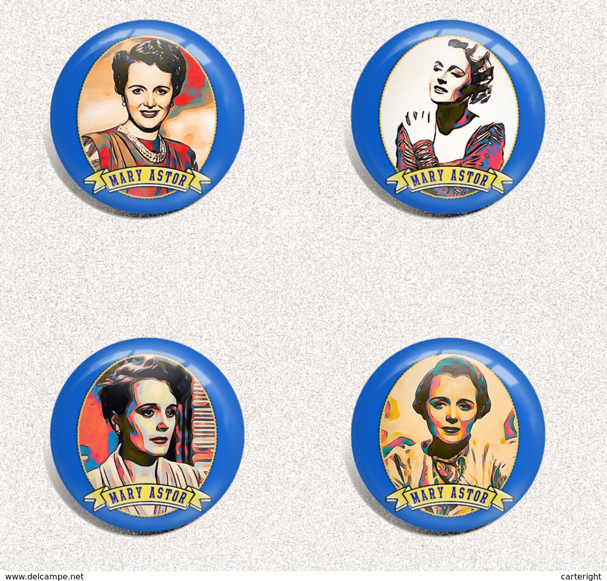 Mary Astor Movie Film Fan ART BADGE BUTTON PIN SET 3 (1inch/25mm Diameter) 35 X - Films