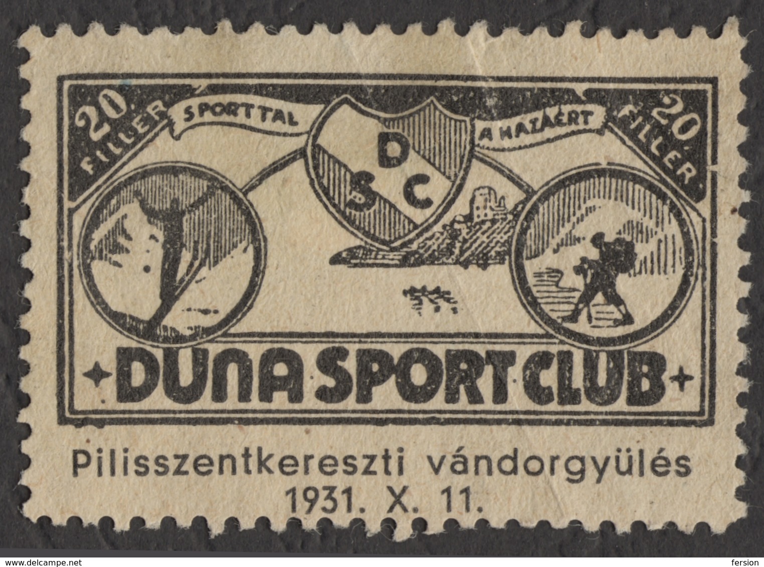 SKI JUMP / Mountaineering - 1936 Hungary / Danube Duna Sport Club - USED Label / Vignette / Cinderella - PHOTO Contest - Ski