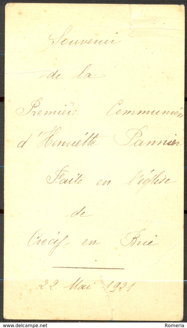 Souvenir De La Première Communion D'Henriette PANNIER Faite En L'Eglise De Crécy En Brie (77) - 22 Mai 1921 - Images Religieuses