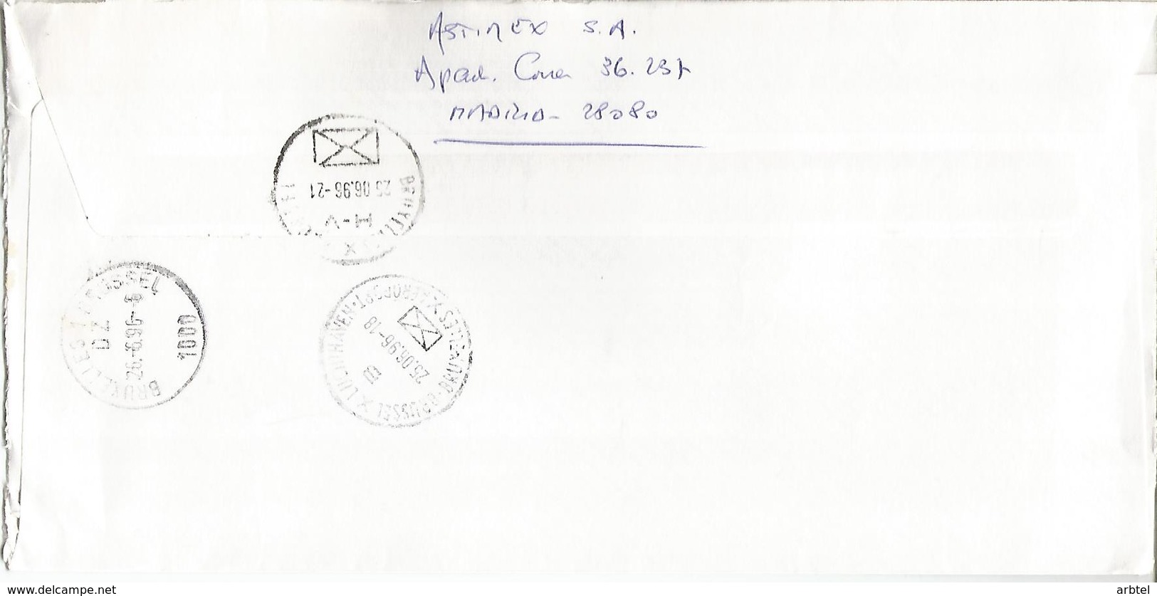MADRID CC URGENTE A BELGICA  CON ATM MANO HAND ESCRITURA WRITING - Cartas & Documentos