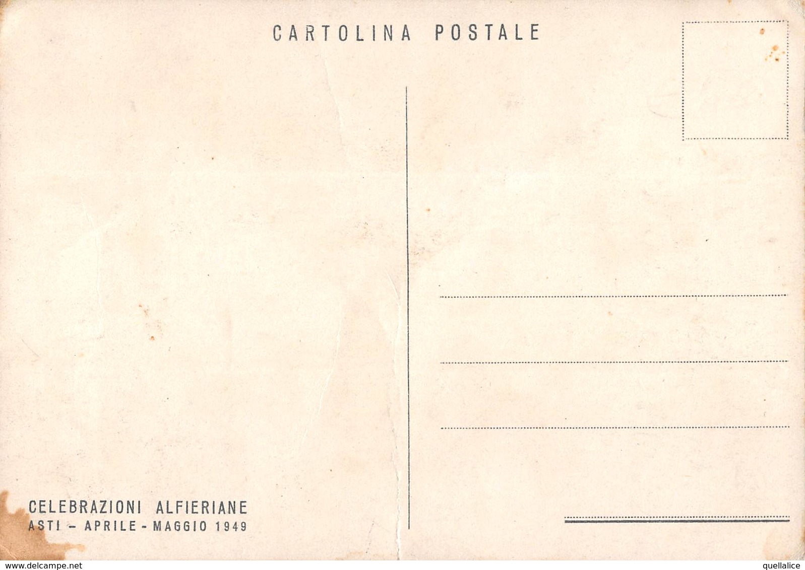 0895 "ASTI - CELEBRAZIONI ALFIERIANE 1749-1949" CART NON SPED - Inaugurations