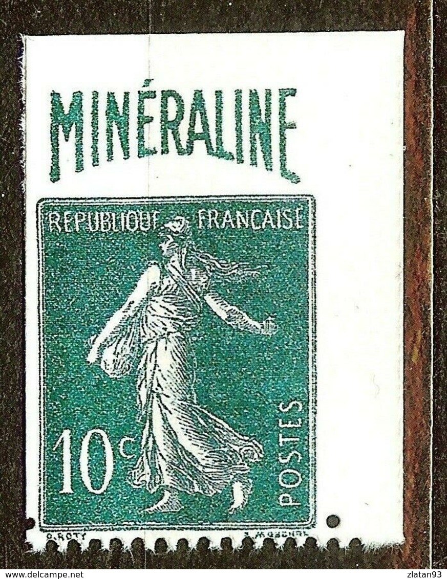 RARE SEMEUSE N°188A 10c Vert MINERALINE NEUF(*) & NON DENTELE Coté +500€ (REPRO) - 1906-38 Semeuse Con Cameo