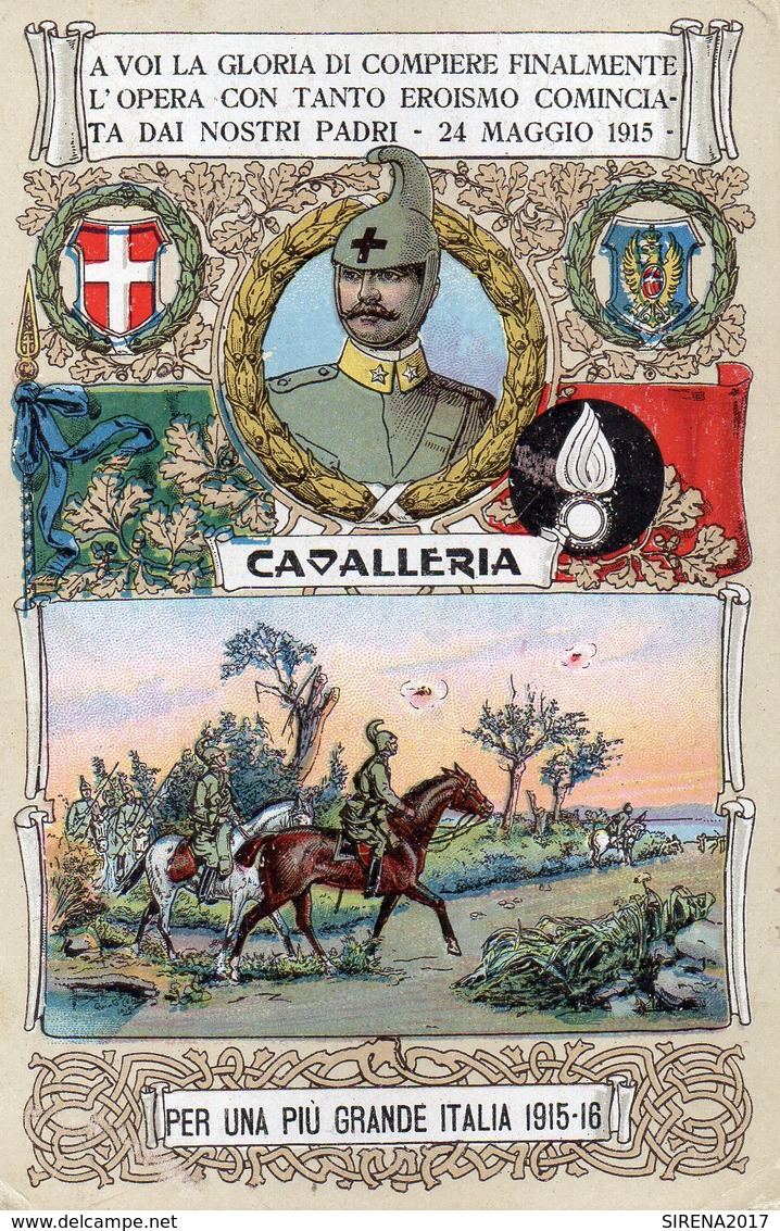 CAVALLERIA - PER UNA PIU' GRANDE ITALIA 1915-16 - VIAGGIATA - Reggimenti