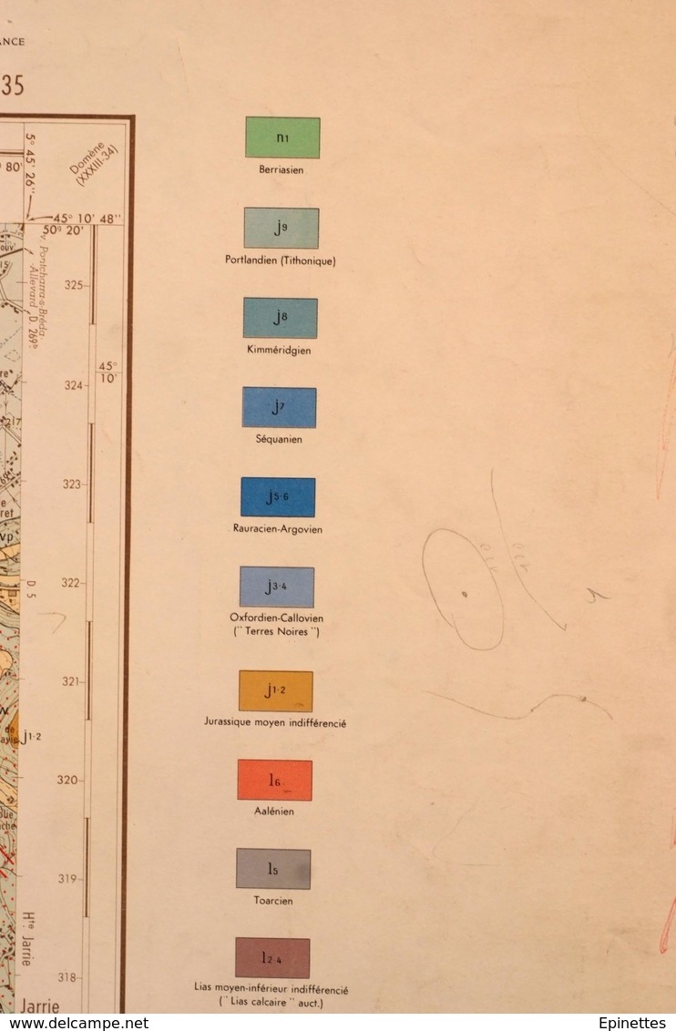 CARTE GEOLOGIQUE De La France, 1/50000e, VIF, Feuille XXXII-35 - épreuve D'impression, MAUVAIS ETAT - Carte Topografiche