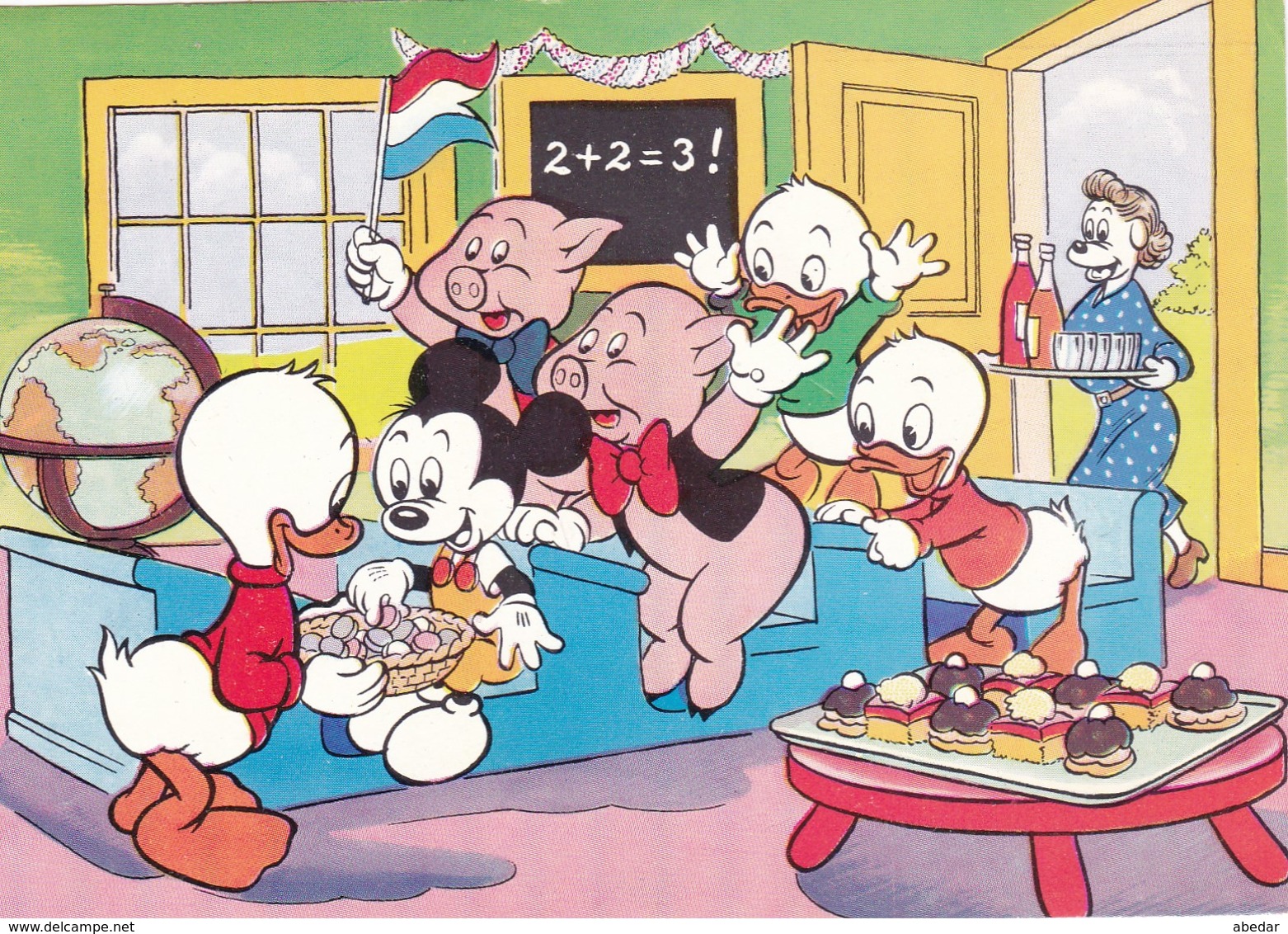 WALT DISNEY  Donald Duck  Micky Mouse Pigs  Old Cpa. - Autres & Non Classés