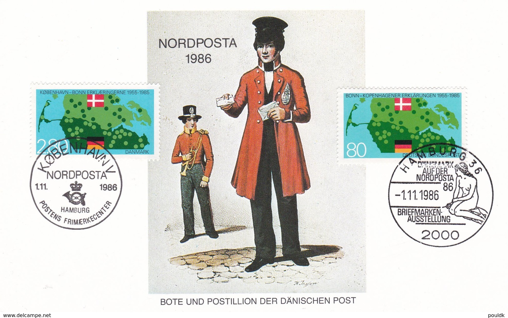 Nordposta 1986 In Hamburg - Card Franked With Danish And German Stamp (C123) - Expositions Philatéliques