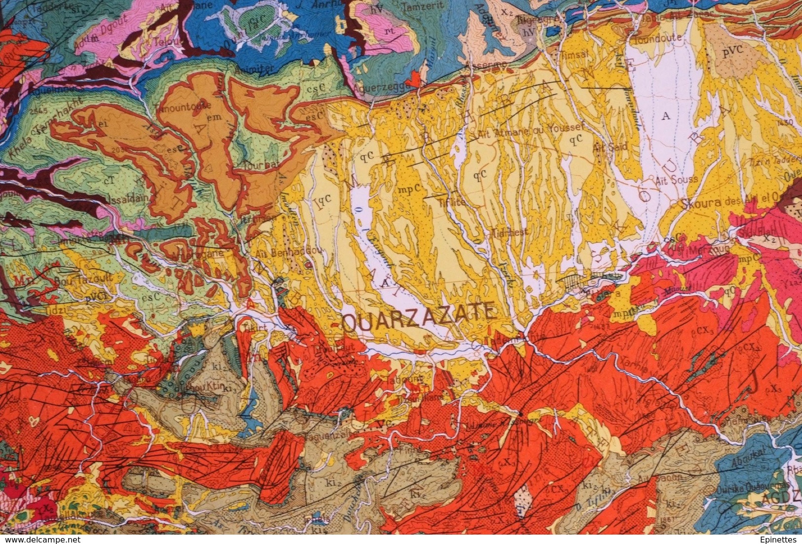 CARTE GEOLOGIQUE Du ROYAUME DU MAROC, 1/500000e, OUARZAZATE - épreuve D'impression - Carte Topografiche