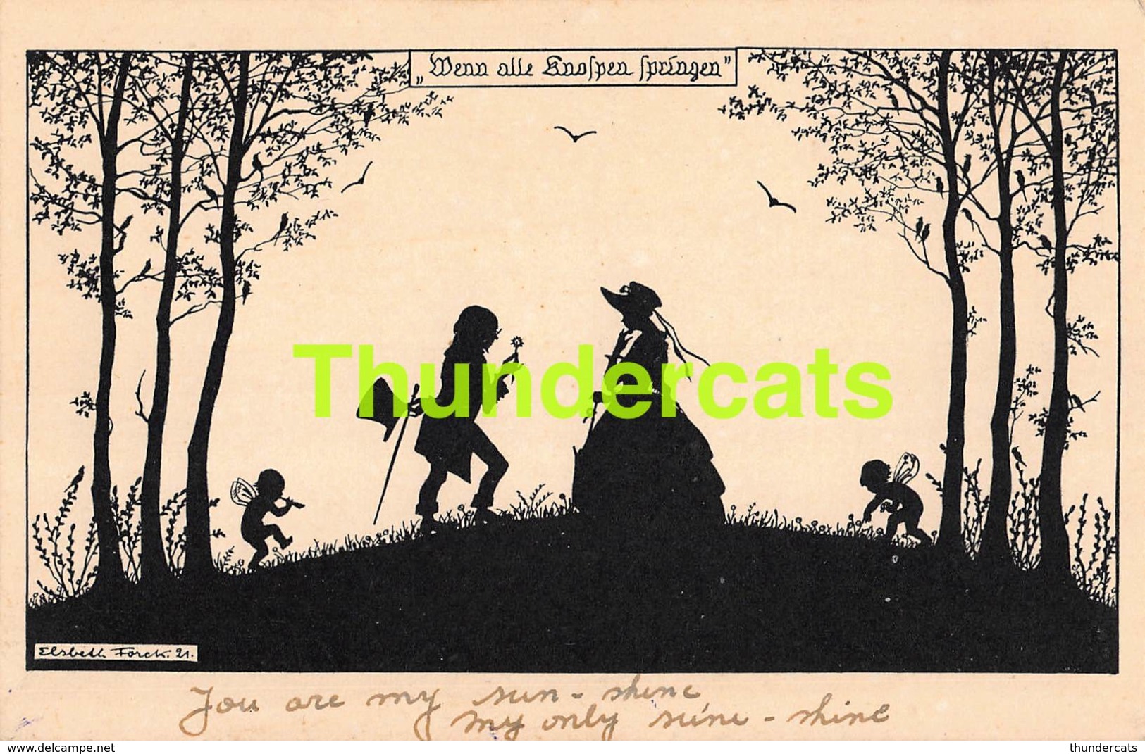 CPA ILLUSTRATEUR ARTIST SIGNED ELSBETH FORCK CUPID ANGE FEE FAIRY ANGEL SILHOUETTE SILHOUET - Silhouettes