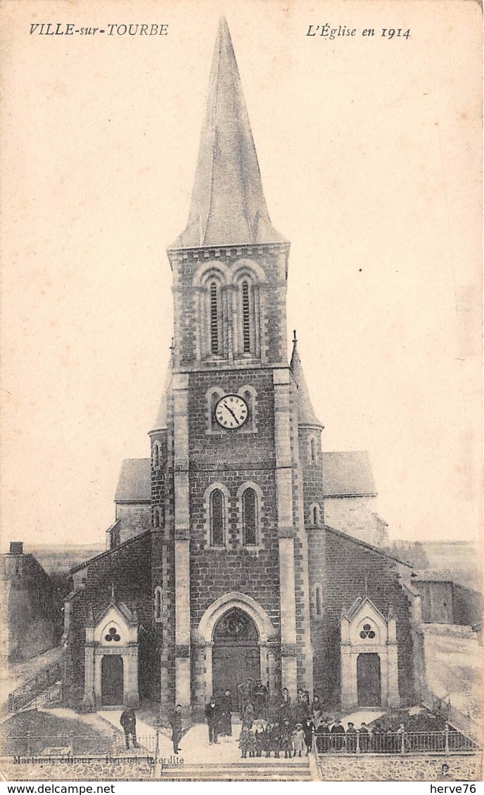 VILLE SUR TOURBE - L'Eglise En 1914 - Ville-sur-Tourbe